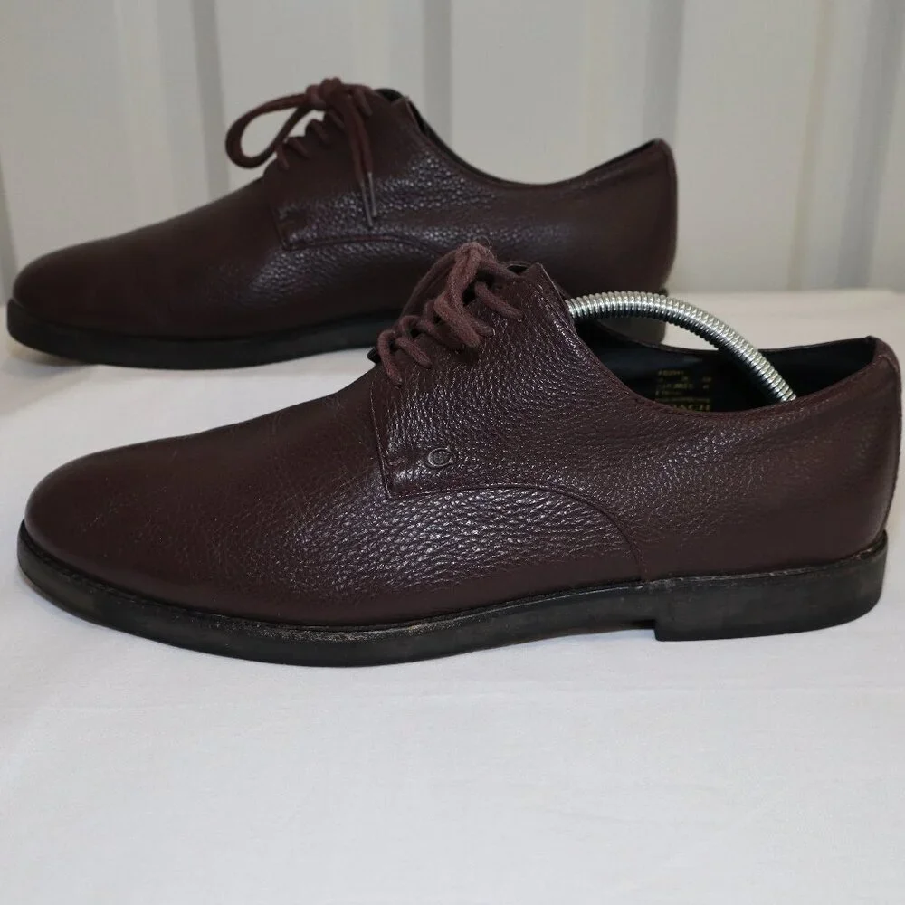 Coach Men's Derby Brown Pebbled Leather Shoes Size 11.5 Style FG2991 GUC Lace